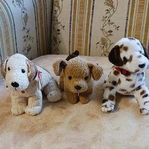 Ty Plush Dog Toy Trio - Cream, Brown, and White